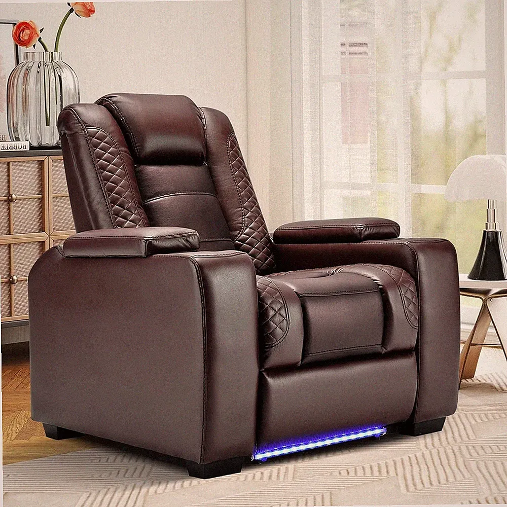 CANMOV Home Theater Seating, PU Leather Electric Recliner Chair