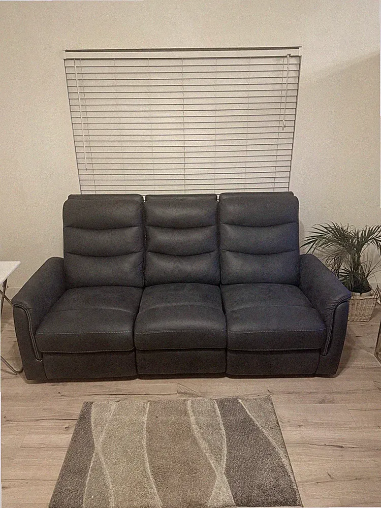 Grey power reclining sofa with USB ports