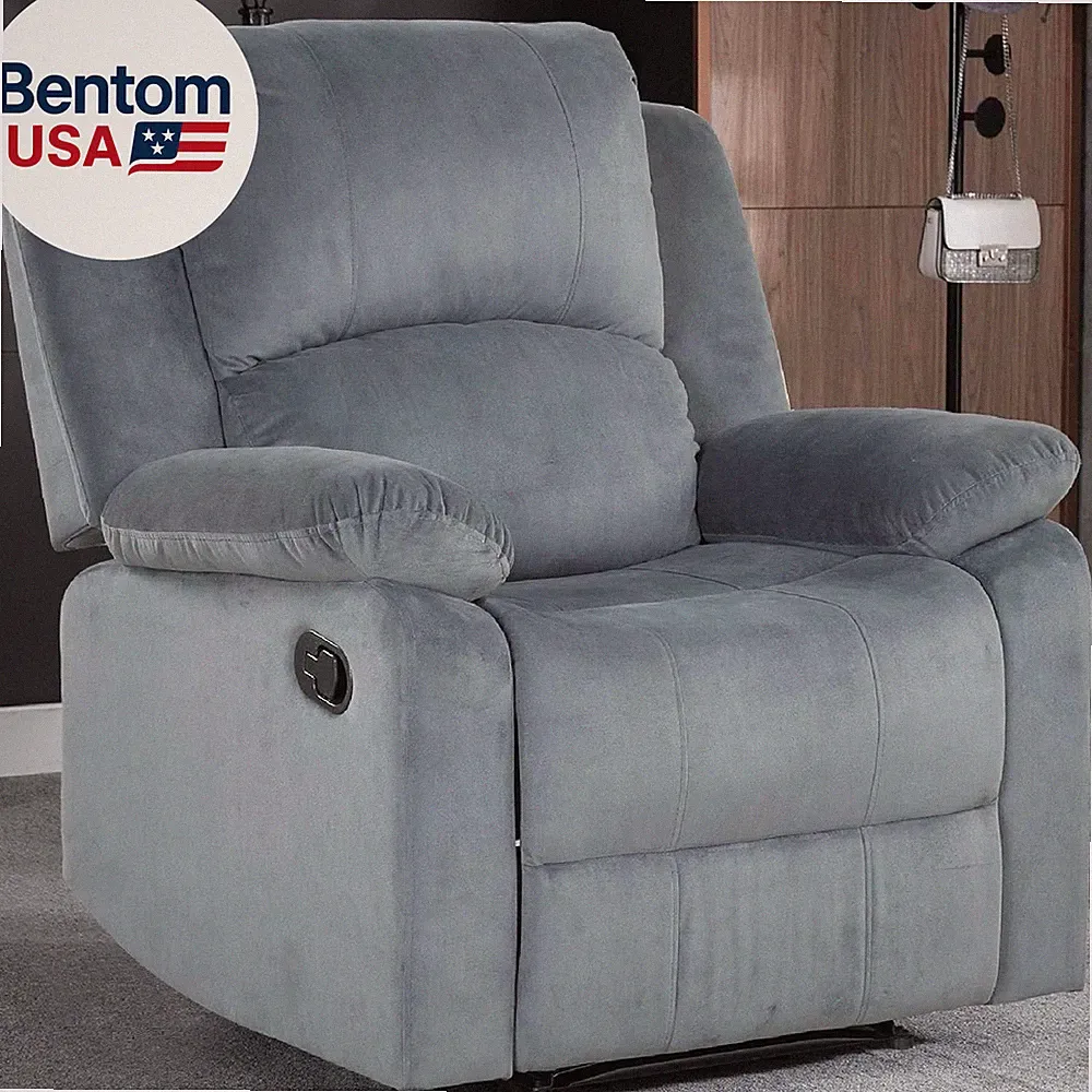 Manual Recliner Chair, Soft Fabric Overstuffed Recliner Single Sofa Chair for Li