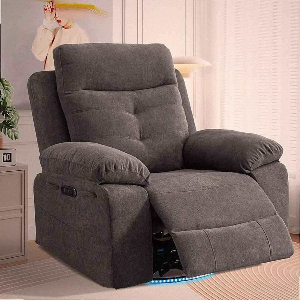 New Listing Power Swivel Rocker Recliner Chair with Bluetooth Speaker / LED Light / USB Port
