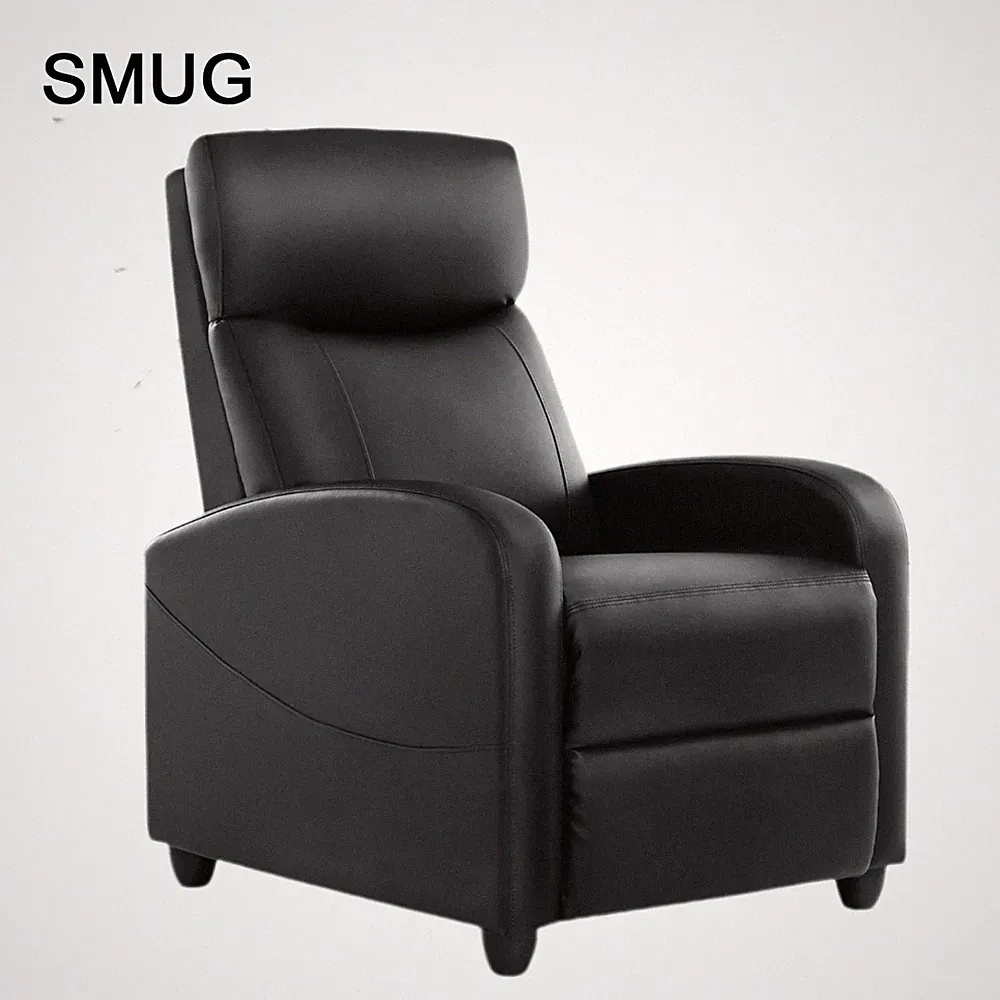 SMUG Black Single Sofa Comfortable Recliner Adjustable Reclining for Lounge